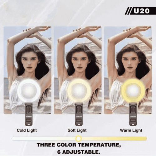 PLOKAMA LED Mini avec Mirror Clip Selfie Ring Light U20 – Image 4