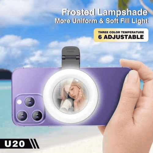 PLOKAMA LED Mini avec Mirror Clip Selfie Ring Light U20 – Image 5