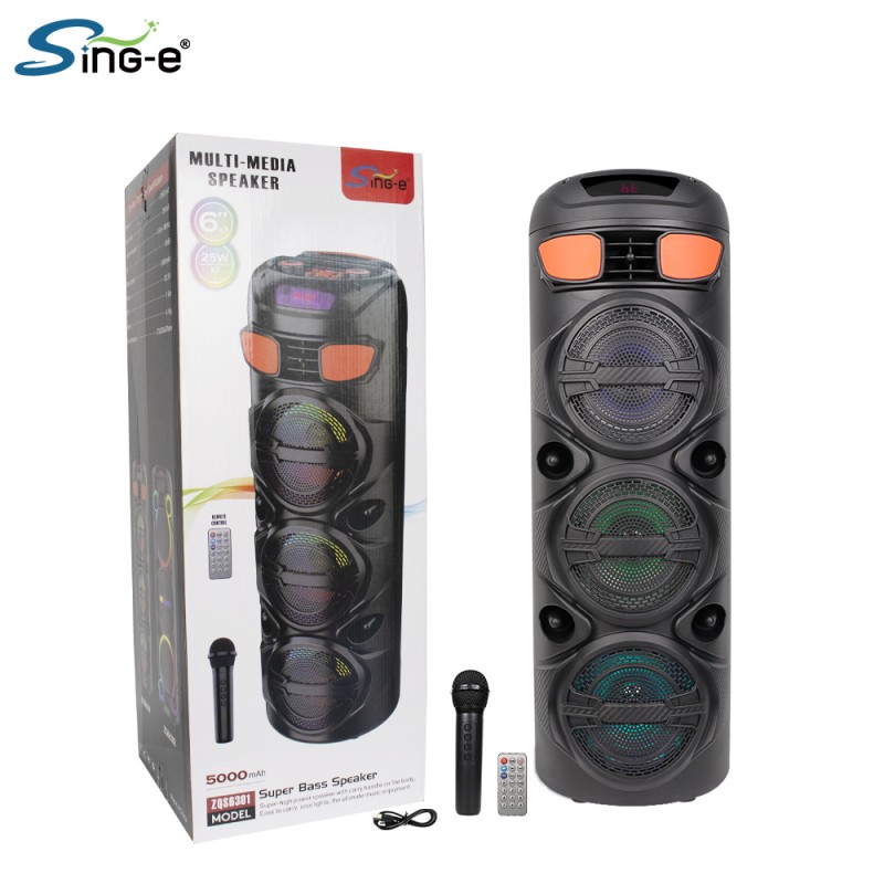 ZQS6301 haut-parleur avec microphone rentable professionnel 6.5 pouces RVB lumière Portable stéréo fête KTV DJ karaoké