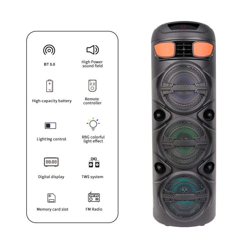 ZQS6301 haut-parleur avec microphone rentable professionnel 6.5 pouces RVB lumière Portable stéréo fête KTV DJ karaoké – Image 6