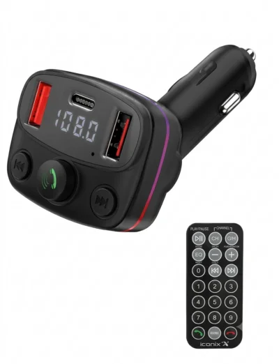 transmetteur FM Bluetooth et chargeur de voiture ICONIX I-CM192/2 avec une télécommande